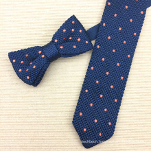 Custom Man Gift Set Silk Knitting Bow Tie with Embroidery Dots